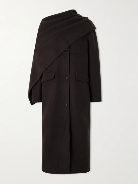  Liberowe Liberowe - Kipling Scarf-detailed Cashmere Coat - Chocolate 