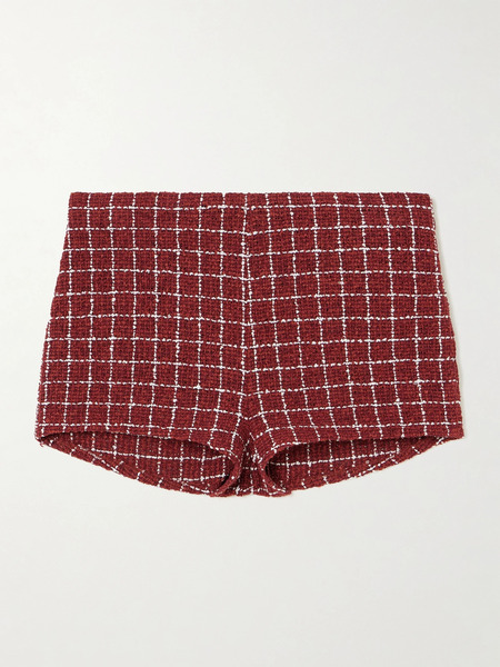  Liberowe Liberowe - Madeline Checked Bouclé-tweed Shorts - Burgundy 