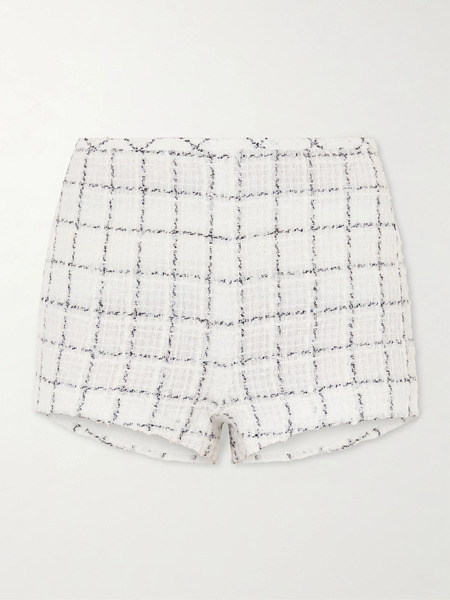  Liberowe Liberowe - Madeline Cotton-blend Tweed Straight-leg Shorts - White 