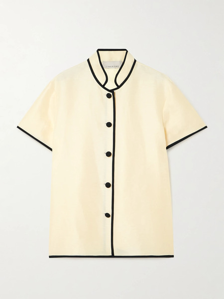  Liberowe Liberowe - Mandarin Linen-blend Blouse - Cream 