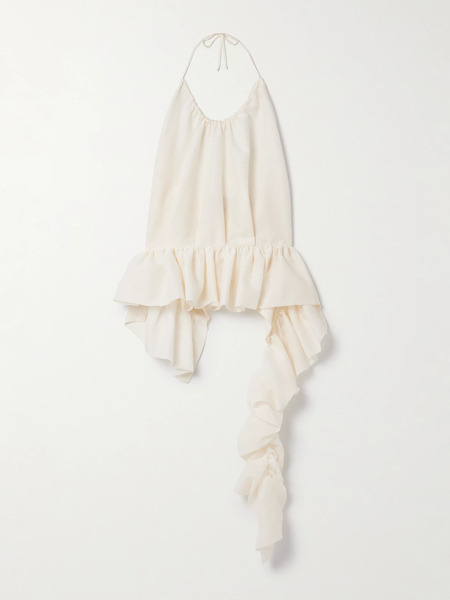  Liberowe Liberowe - Tamara Crepe Peplum Halterneck Top - Ivory 