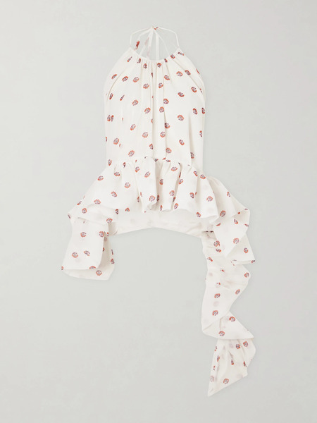  Liberowe Liberowe - Tamara Silk-chiffon Peplum Blouse - White 