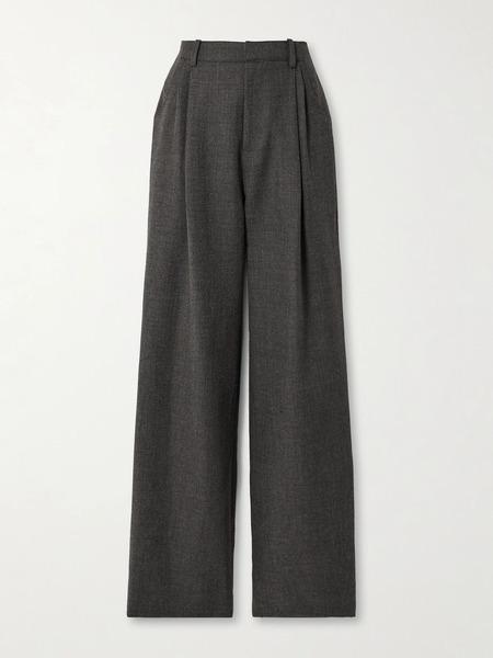  Liberowe Liberowe - + The Vanguard Annie Pleated Wool Wide-leg Pants - Gray 