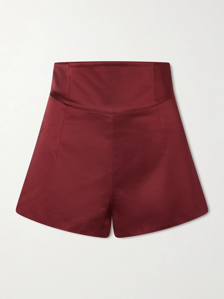  Liberowe Liberowe - Verdie Cotton-blend Duchesse-satin Shorts - Burgundy 
