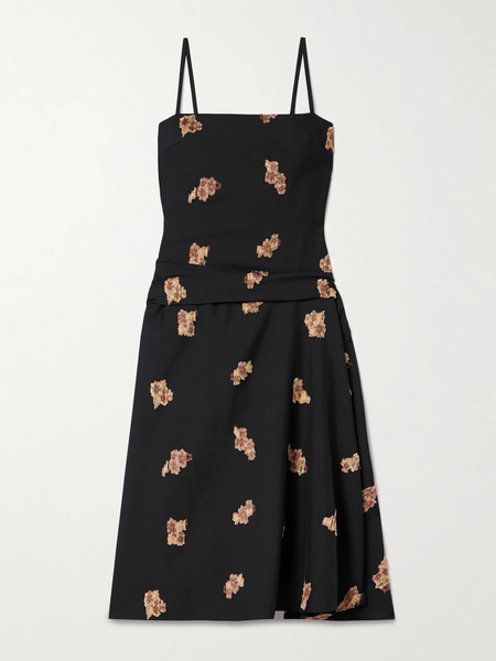  Liberowe Liberowe - Victoria Gathered Fil Coupé Wool-blend Twill Midi Dress - Black 