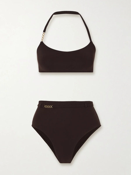  Lido Lido - Sessantacinque Chain-embellished Halterneck Bikini - Brown 