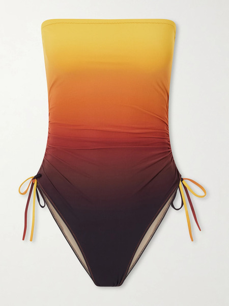  Lido Lido - Sessantadue Strapless Ruched Dégradé Swimsuit - Orange 