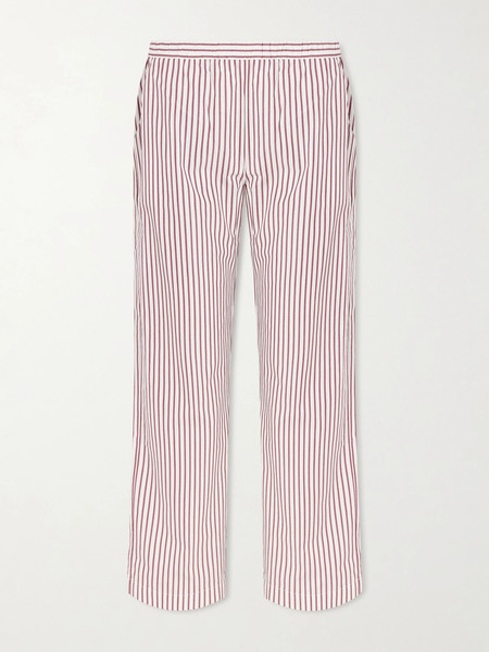  Lido Lido - Striped Cotton-poplin Straight-leg Pants - Red 