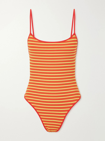  Lido Lido - Striped Ribbed Swimsuit - Orange 