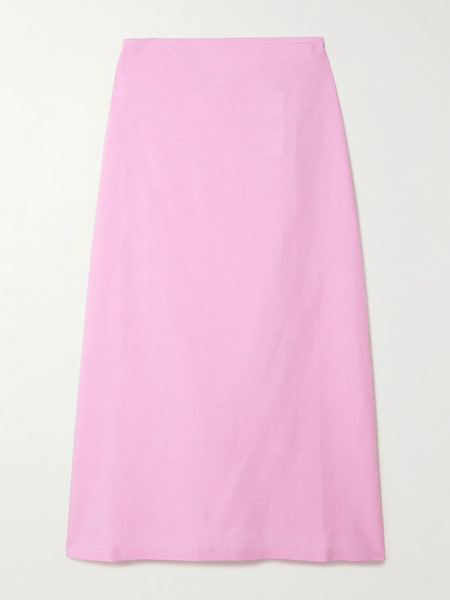  Lido Lido - Tie-side Woven Midi Skirt - Pink 