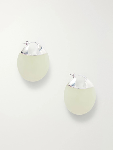  Lié Studio Lié Studio - The Erin Silver And Serpentine Hoop Earrings - Light Green 