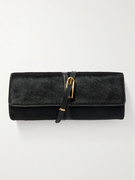  Liffner Liffner - Belted Leather-trimmed Calf Hair Clutch - Black 