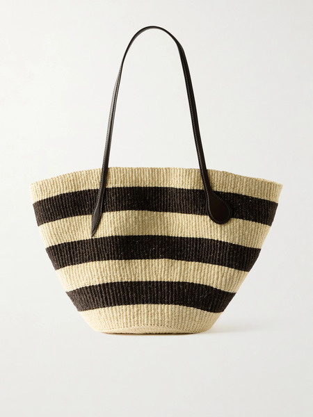  Liffner Liffner - Leather-trimmed Striped Sisal Tote - Cream 