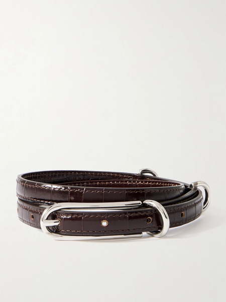  Liffner Liffner - Three Keeper Croc-effect Leather Belt - Dark Brown 