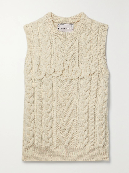  Lingua Franca Lingua Franca - Outlaw Cable-knit Wool Vest - Ivory 
