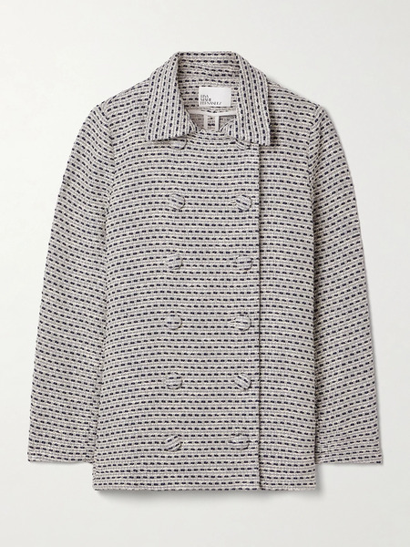  Lisa Marie Fernandez Lisa Marie Fernandez - Double-breasted Metallic Cotton-blend Tweed Jacket - Navy 