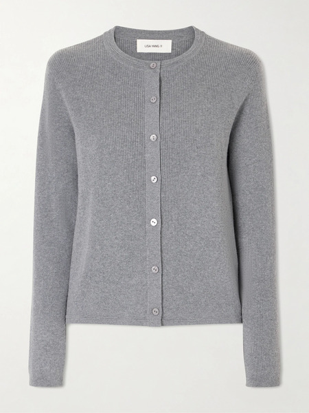  Lisa Yang Lisa Yang - Abeena Ribbed Cotton And Cashmere-blend Cardigan - Light Gray 