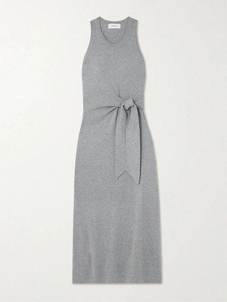  Lisa Yang Lisa Yang - Angeline Knotted Cotton And Cashmere-blend Midi Dress - Gray 