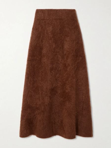  Lisa Yang Lisa Yang - Asta Brushed-cashmere Midi Skirt - Brown 