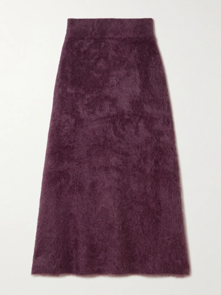  Lisa Yang Lisa Yang - Asta Brushed-cashmere Midi Skirt - Claret 