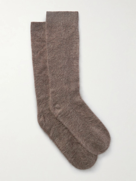  Lisa Yang Lisa Yang - Brushed-cashmere Socks - Beige 