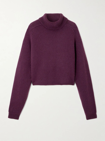  Lisa Yang Lisa Yang - Cathie Cropped Cashmere Turtleneck Sweater - Claret 