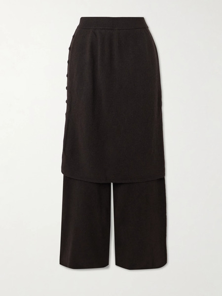  Lisa Yang Lisa Yang - Payton Layered Cashmere Wide-leg Pants - Brown 