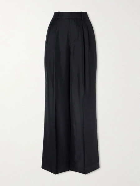  Lisa Yang Lisa Yang - Pleated Silk-twill Wide-leg Pants - Black 