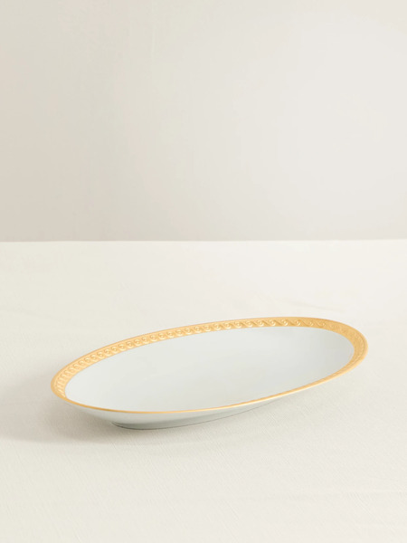  L'objet L'objet - Neptune Small Gold-plated Porcelain Platter - White 