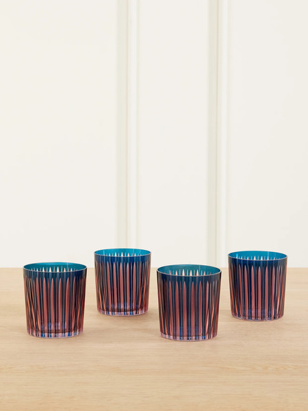  L'objet L'objet - Prism Set Of Four Glass Tumblers - Blue 