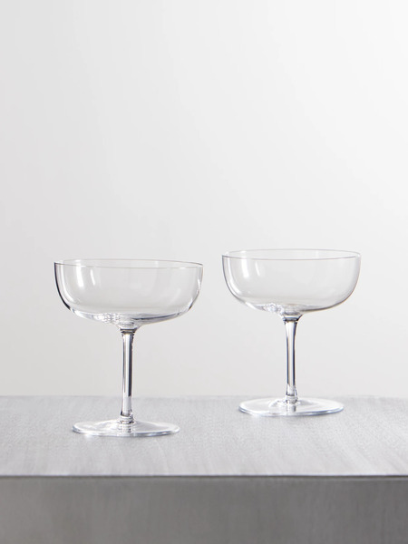  Lobmeyr Lobmeyr - Set Of Two Crystal Glass Champagne Coupes - Clear 