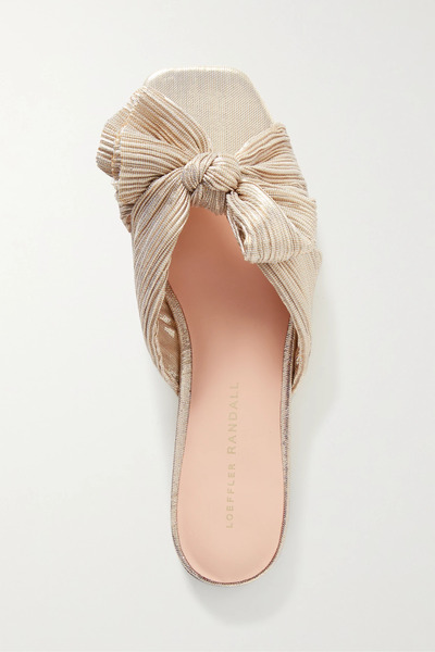  Loeffler Randall Loeffler Randall - Daphne Bow-embellished Plissé-lamé Slidesa - Gold 