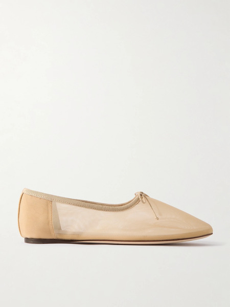  Loeffler Randall Loeffler Randall - Landon Bow-embellished Mesh Ballet Flats - Beige 
