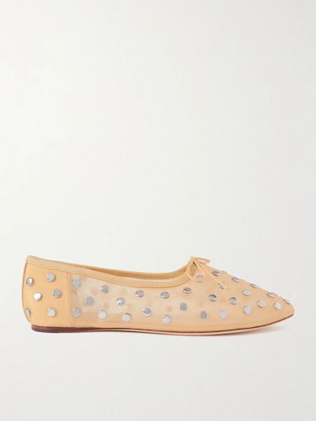  Loeffler Randall Loeffler Randall - Landon Embellished Mesh Ballet Flats - Beige 