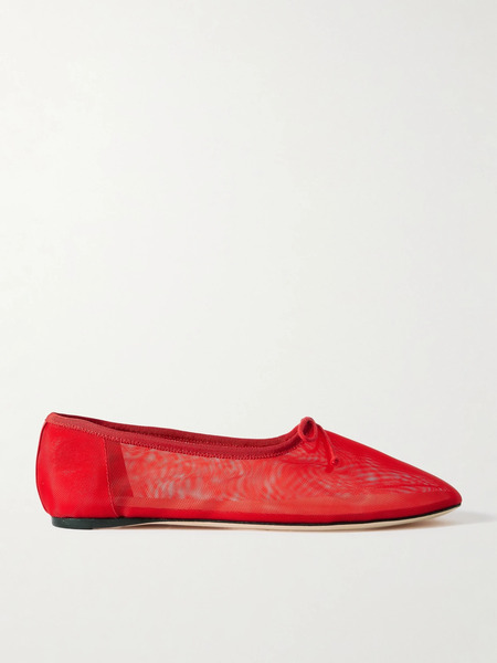  Loeffler Randall Loeffler Randall - Landon Soft Bow-detailed Mesh Ballet Flats - Red 