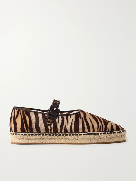  Loeffler Randall Loeffler Randall - Leather-trimmed Flocked Mesh Ballet Flats - Black 