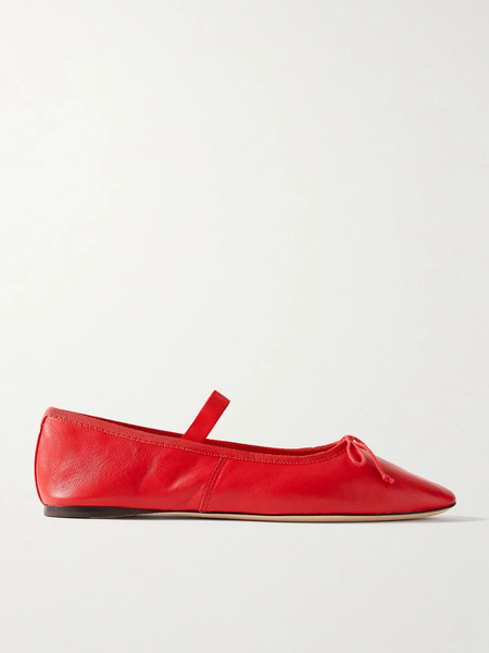  Loeffler Randall Loeffler Randall - Leonie Bow-embellished Leather Flats - Red 