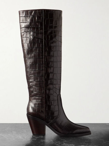  Loeffler Randall Loeffler Randall - Lynn Croc-effect Leather Knee Boots - Brown 