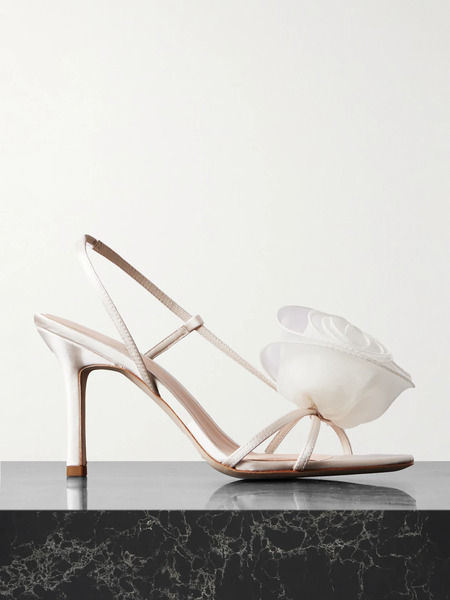  Loeffler Randall Loeffler Randall - Steph Appliquéd Satin Slingback Sandals - Ivory 