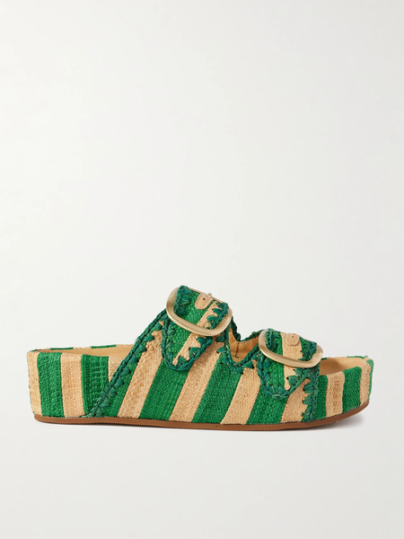  Loeffler Randall Loeffler Randall - Theo Two-tone Raffia Sandals - Green 