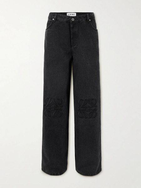  Loewe Loewe - Anagram Appliquéd High-rise Wide-leg Jeans - Black 