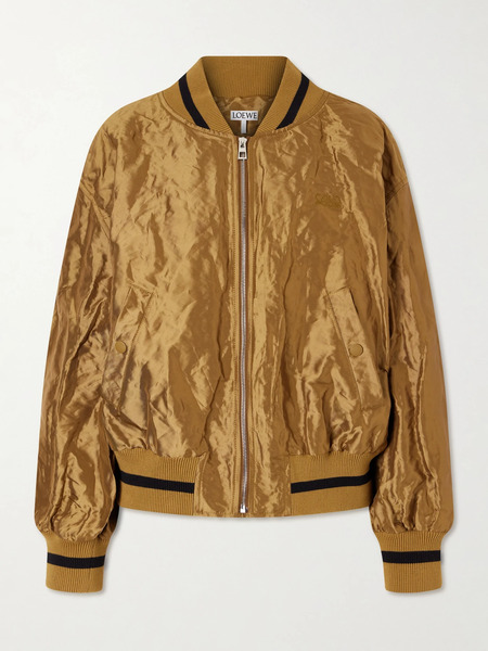  Loewe Loewe - Anagram Crinkled Satin-twill Bomber Jacket - Gold 