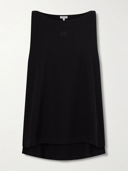  Loewe Loewe - Anagram Embroidered Ribbed-knit Tank Top - Black 