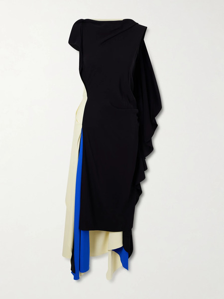  Loewe Loewe - Asymmetric Draped Crepe-jersey Midi Dress - Black 