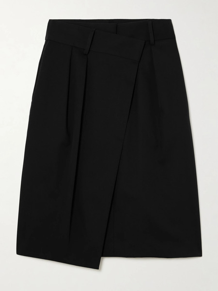  Loewe Loewe - Asymmetric Pleated Cotton And Silk-blend Twill Skirt - Black 