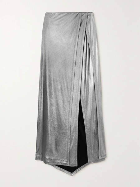  Loewe Loewe - Asymmetric Wrap-effect Metallic Stretch-jersey Maxi Skirt - Silver 