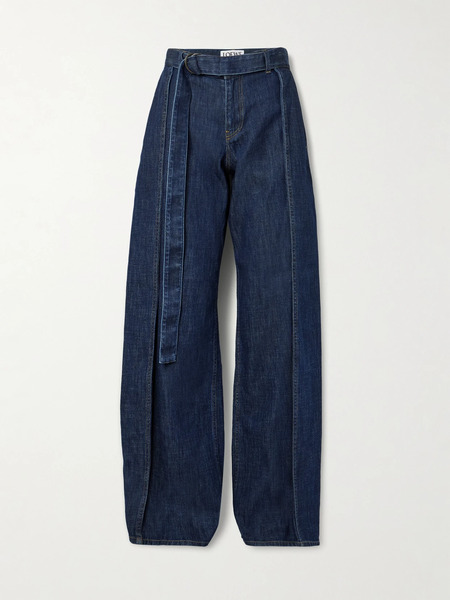  Loewe Loewe - Belted Pleated High-rise Wide-leg Jeans - Dark Denim 