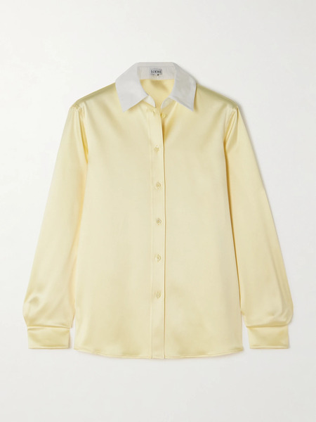  Loewe Loewe - Cotton Poplin-trimmed Silk-blend Satin Shirt - Yellow 