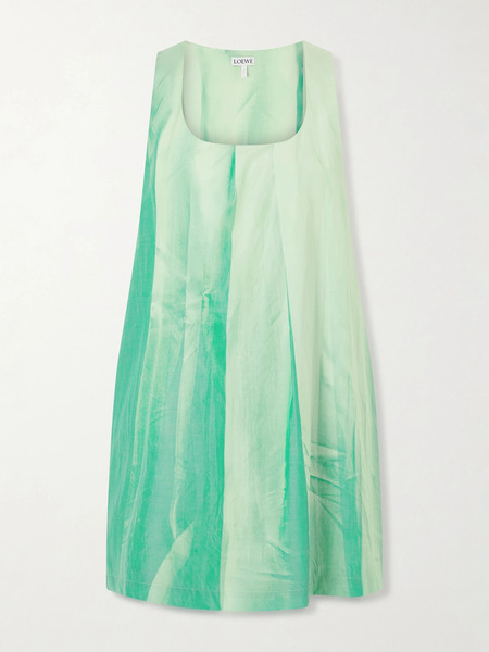  Loewe Loewe - Dégradé Crinkled Cotton-blend Mini Dress - Green 