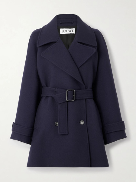  Loewe Loewe - Double-breasted Belted Wool And Silk-blend Twill Jacket - Navy 